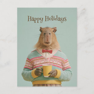 Cosy Capybara With a Warm Drink Postcard