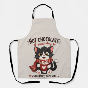 Cosy Cat Hot Chocolate Illustration Apron