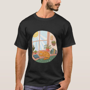 Cosy Cat Napping in a Sunny Reading Nook T-Shirt