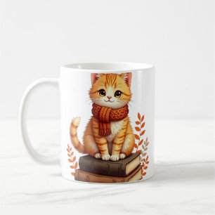 Cosy Cat Reading Nook - Autumn Watercolor Art for  Coffee Mug