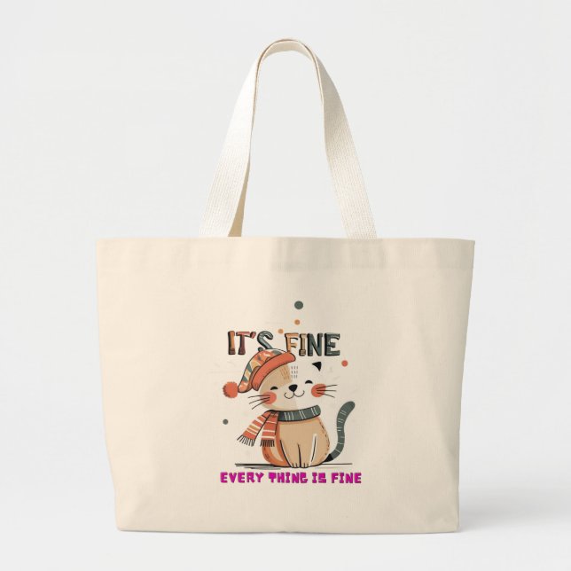 Cosy Cat Vibes – Everything is Fine Tote (Front)