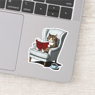 Cosy Cat with Book and Coffee