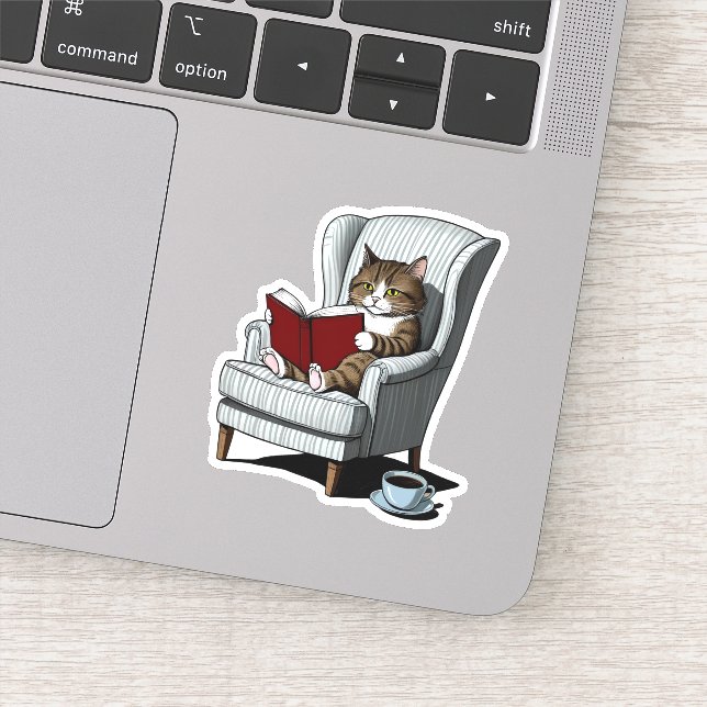 Cosy Cat with Book and Coffee  (Detail)