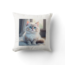 “Cosy Catnap – Cute Kitty Throw Pillow”