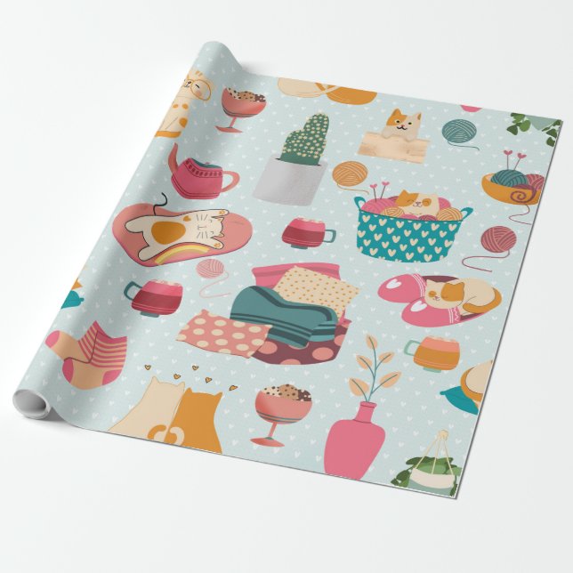 Cosy Cats winter bliss Wrapping Paper (Unrolled)