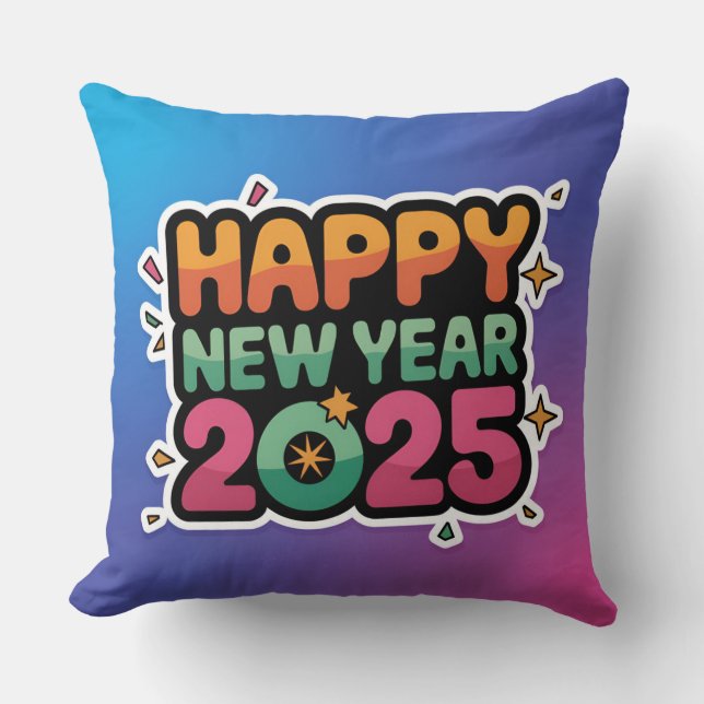 Cosy Celebrations Ahead 2025 New year Throw Pillow (Front)