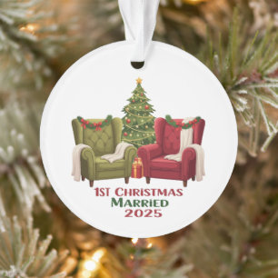 Cosy Chairs 1st Christmas Married 2025 Newlywed Ornament