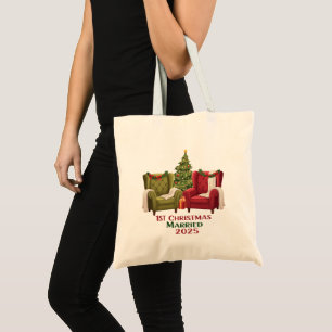 Cosy Chairs   1st Christmas Married 2025 Newlywed  Tote Bag