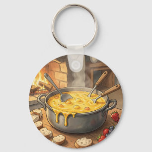 Cosy Cheese Fondue Fireplace Key Ring