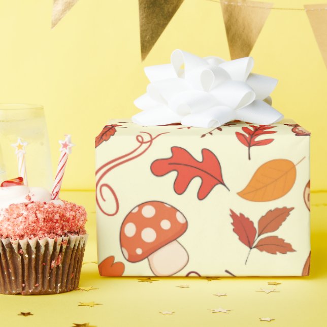 Cosy Chestnuts and Leaves Seamless Wrapping Paper (Birthday Party)