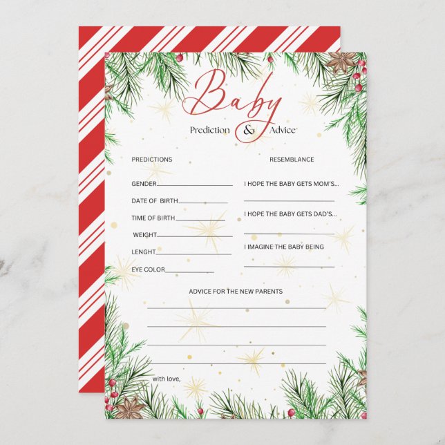 Cosy Christmas Baby Prediction & Advice Cards (Front/Back)