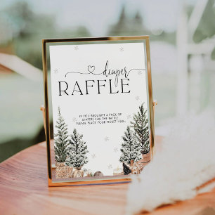 Cosy Christmas Baby Shower Diapers Raffle Sign