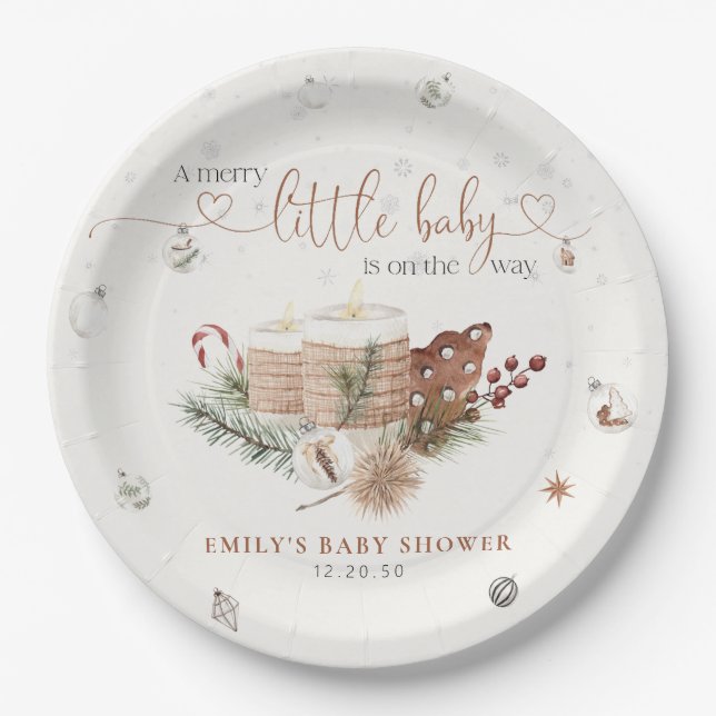 Cosy Christmas Baby Shower Paper Plates (Front)