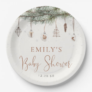 Cosy Christmas Baby Shower Paper Plates