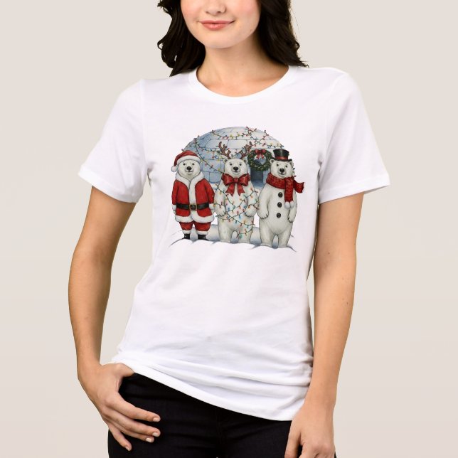 Cosy Christmas Bear Tri-Blend Shirt (Front)
