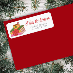 Cosy Christmas Book and Cocoa Return Address Label