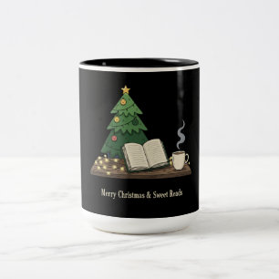 Cosy Christmas Book Lover Sweet Reads Holiday Two-Tone Coffee Mug