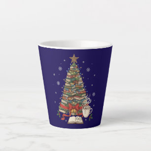 Cosy Christmas Book Tree for Readers & Bookworms Latte Mug