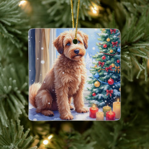 Cosy Christmas Bouvier des Flandres Art Ceramic Ornament