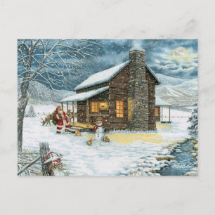 Cosy Christmas Cabin Postcard