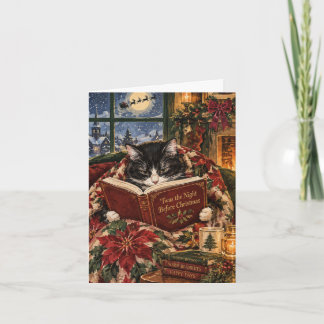 Cosy Christmas Cat Christmas Card Tuxedo Cat