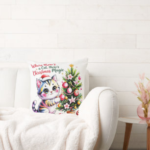 Cosy Christmas Cat - Festive Home Decor Gift Cushion