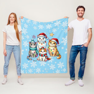 Cosy Christmas Cat Fleece Blanket