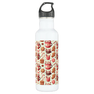 Cosy Christmas Cocoa and Gingerbread Pattern 710 Ml Water Bottle