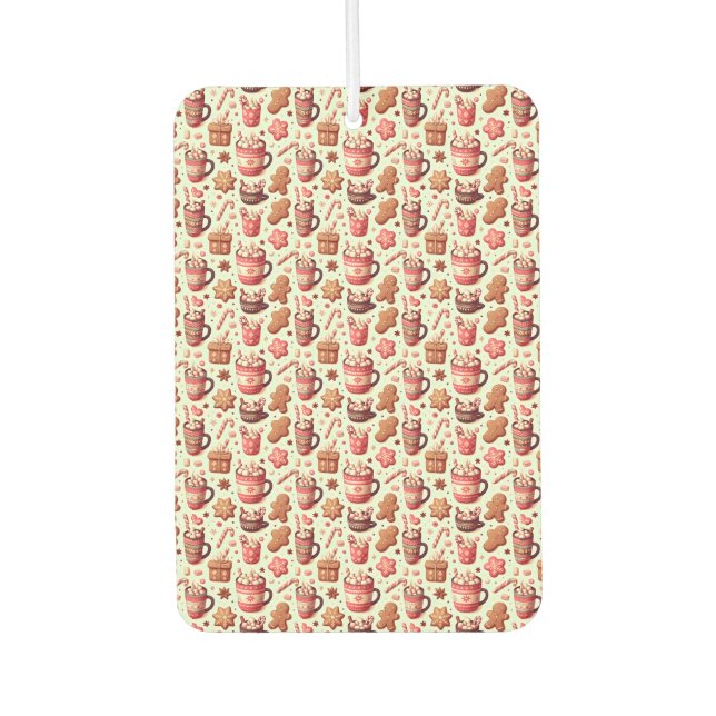 Cosy Christmas Cocoa and Gingerbread Pattern Car Air Freshener (Front)
