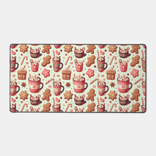 Cosy Christmas Cocoa and Gingerbread Pattern Desk Mat