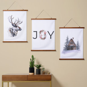 Cosy Christmas Collection   Set of 3 Holiday Print Hanging Tapestry