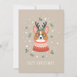Cosy Christmas Corgi Holiday Card