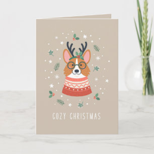 Cosy Christmas Corgi Holiday Card