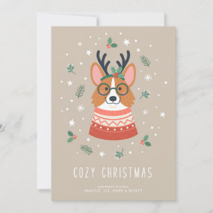 Cosy Christmas Corgi Holiday Card