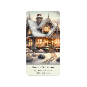 Cosy Christmas Cottage Return Address Mailing Label