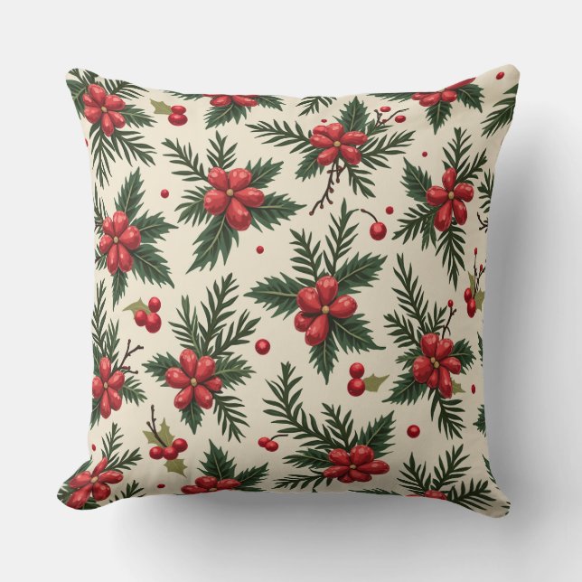 Cosy Christmas Cushion Throw Pillow (Front)