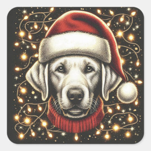 Cosy Christmas DecorLabrador Retriever Dog Xmas Square Sticker