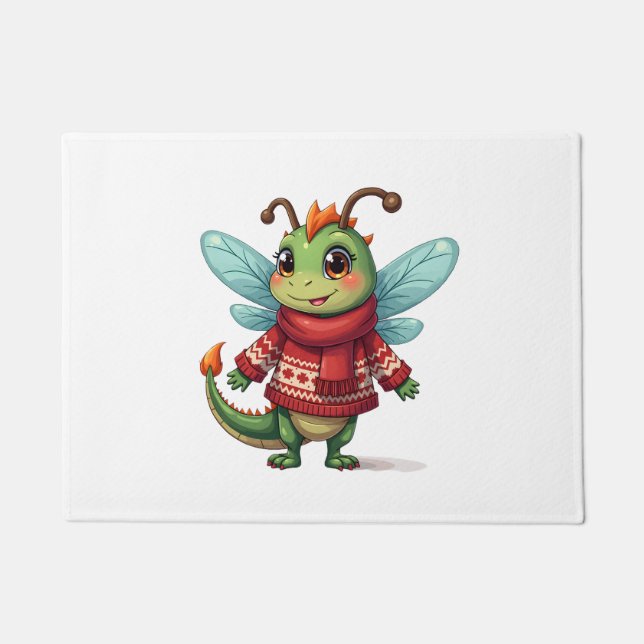 Cosy Christmas Dragonfly Doormat (Front)