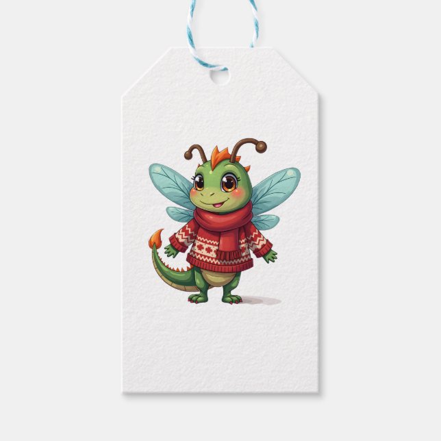 Cosy Christmas Dragonfly Gift Tags (Front)