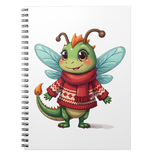 Cosy Christmas Dragonfly Notebook (Front)