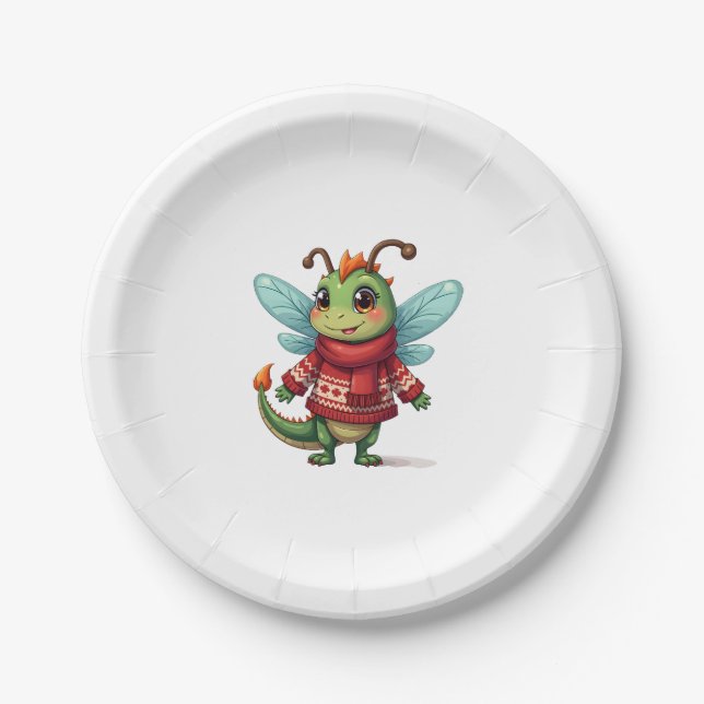 Cosy Christmas Dragonfly Paper Plate (Front)