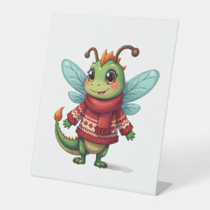 Cosy Christmas Dragonfly Pedestal Sign
