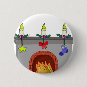 Cosy Christmas Fireplace 6 Cm Round Badge