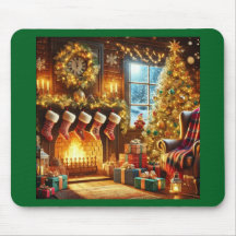 Cosy Christmas Fireplace Mouse Pad