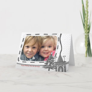 Cosy Christmas Fireplace Photo Greeting Card