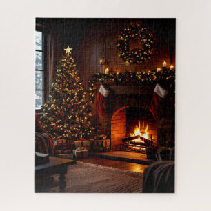 Cosy Christmas Fireplace with Stockings and Tree Jigsaw Puzzle