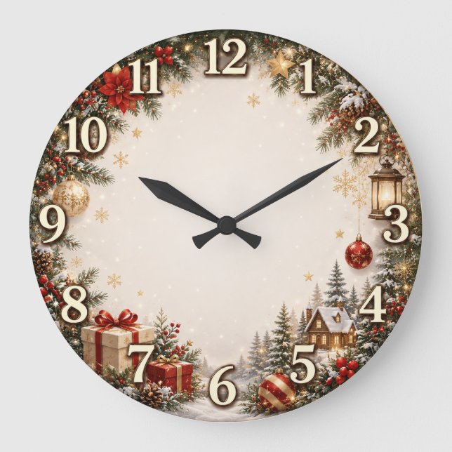  Cosy Christmas Gift Wall Clock (Front)
