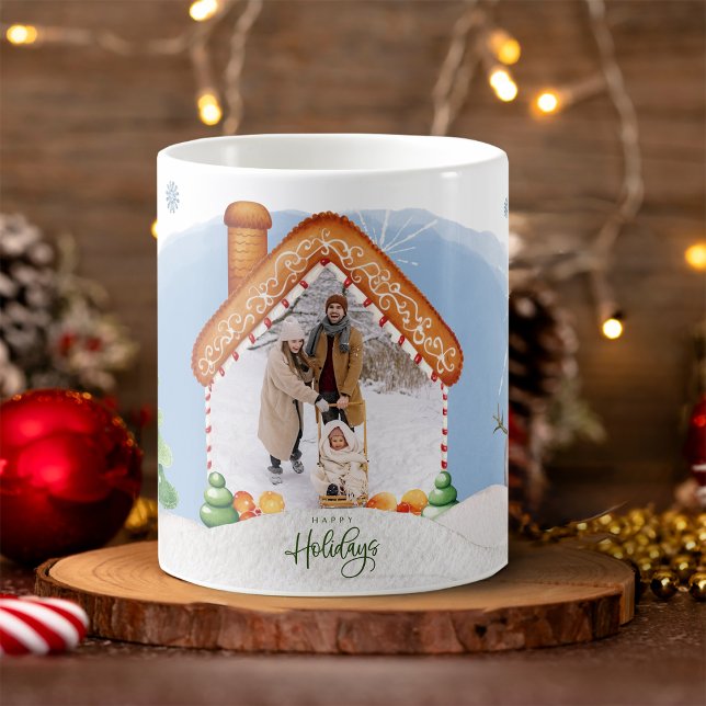 Cosy Christmas Gingerbread House Photo Coffee Mug (Cozy Christmas Photo Gingerbread House Coffee Mug
)