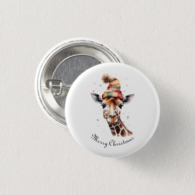 Cosy Christmas Giraffe, custom 3 Cm Round Badge (Front & Back)