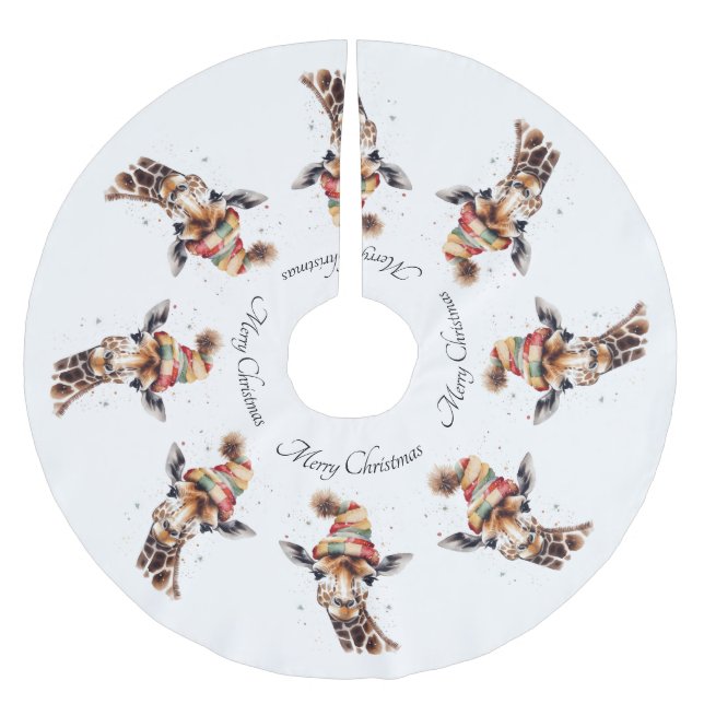 Cosy Christmas Giraffe, custom Brushed Polyester Tree Skirt (Front)